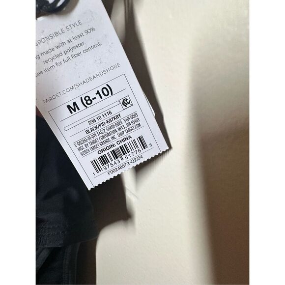 Shade and Shore Black Plunge One Piece Swimsuit Size Medium New - Picture 3 of 4